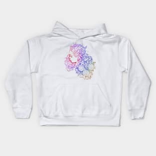 Girl Flower Hair Fine Line Art Kids Hoodie